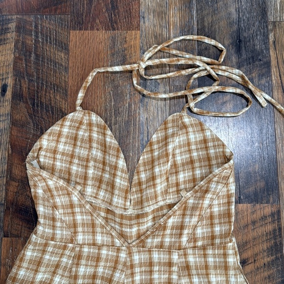Free People Yellow Plaid Kaia Wide Leg Jumpsuit - Picture 9 of 13